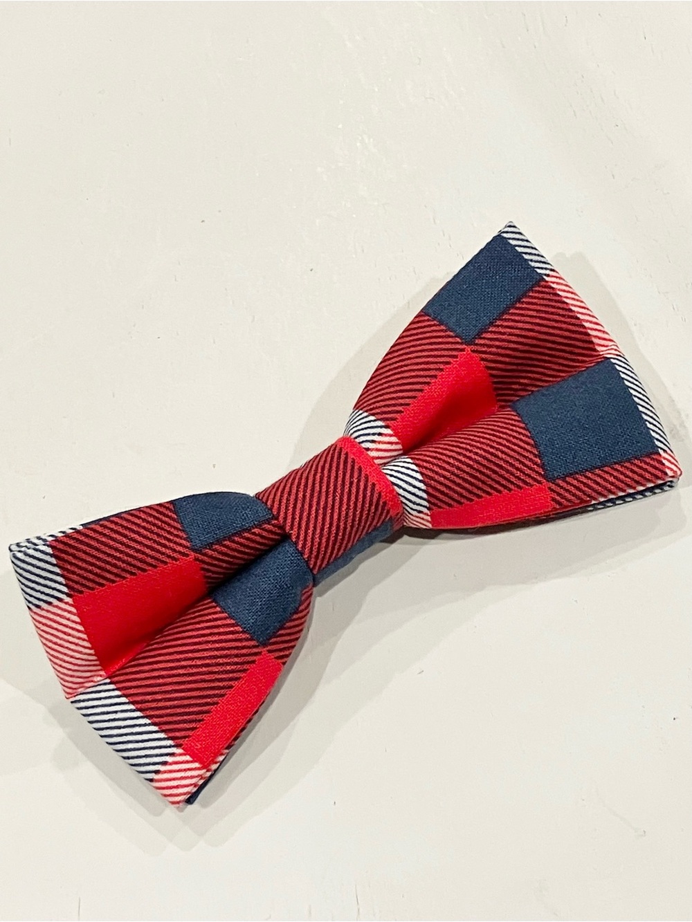Pet Bowtie in Red & Navy Plaid